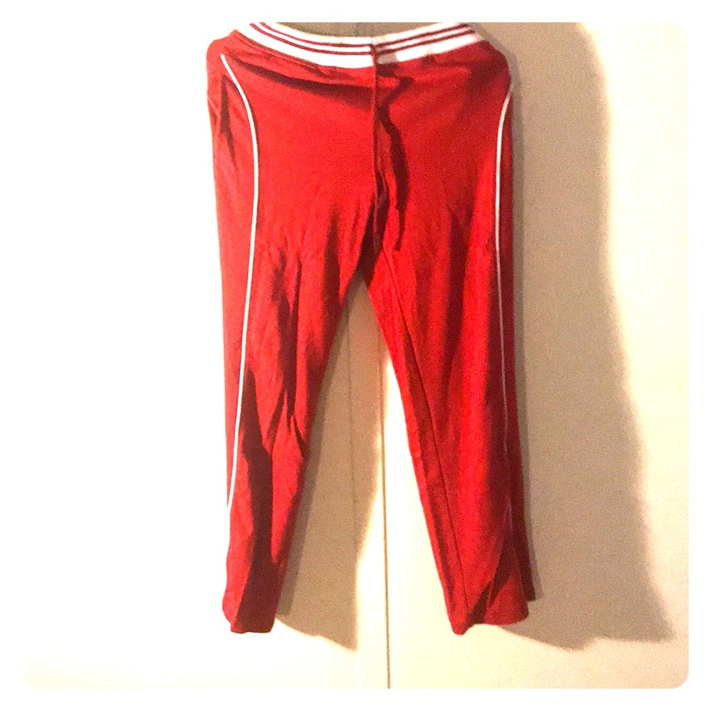 Red track pants